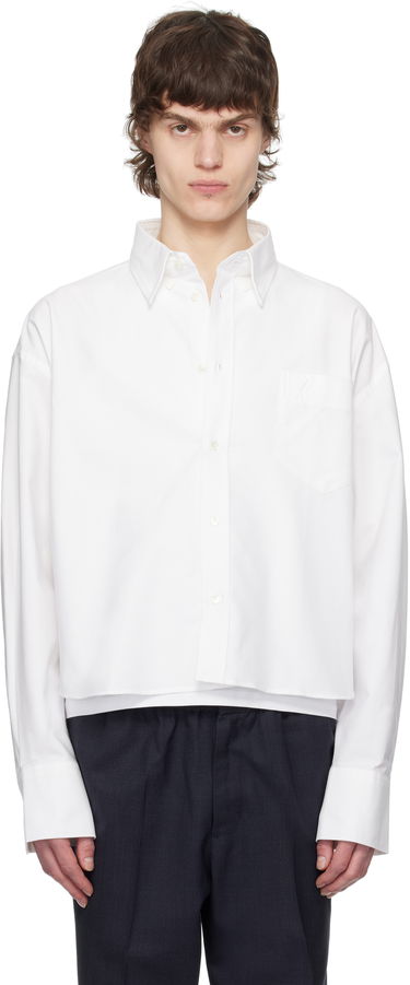 Skjorte AMI AMI Paris Cropped Oversized Shirt Hvid | USH123.CO0031, 0