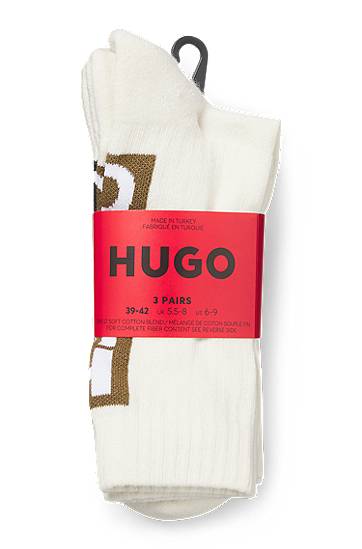 Sokker BOSS Three-Pack of Short Socks with Vertical HUGO Logos Hvid | 50521068, 1
