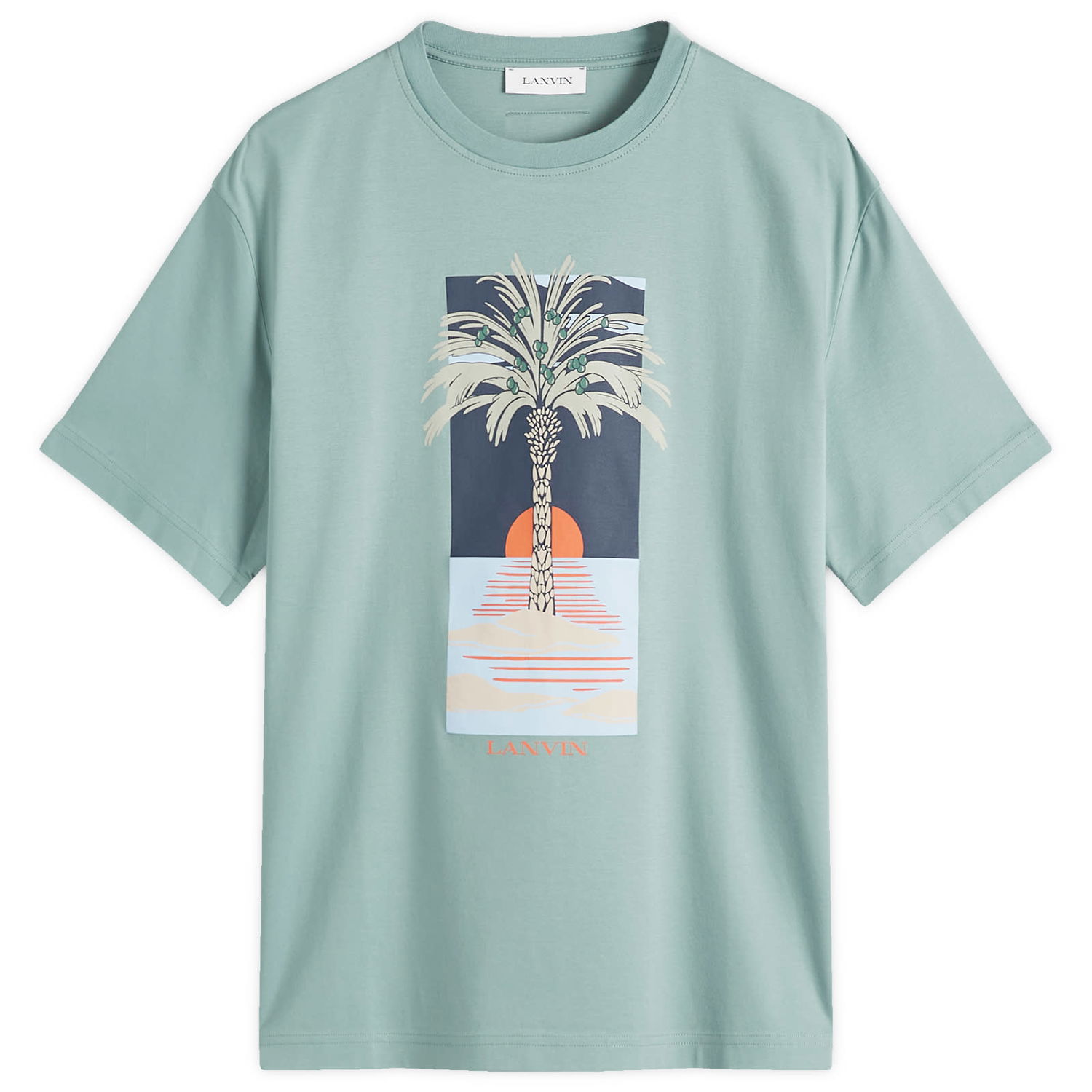 T-shirt LANVIN Lanvin Men's Palm Tree Graphic T-Shirt Grøn | RM-TS0115-J173-P25-414, 1
