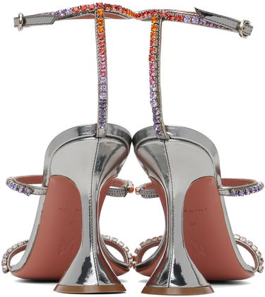 Tilbehør Amina Muaddi Amina Muaddi Gilda Crystal-Embellished Heeled Sandals Metalisk | GILDA SANDAL CL MIRROR, 1