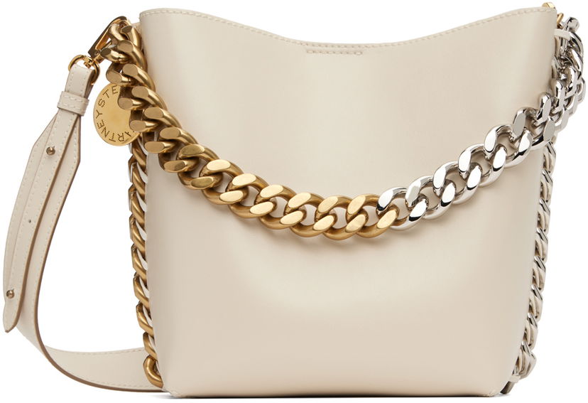 Skuldertaske Stella McCartney Bucket Bag With Chain Hvid | 7B0033W8839