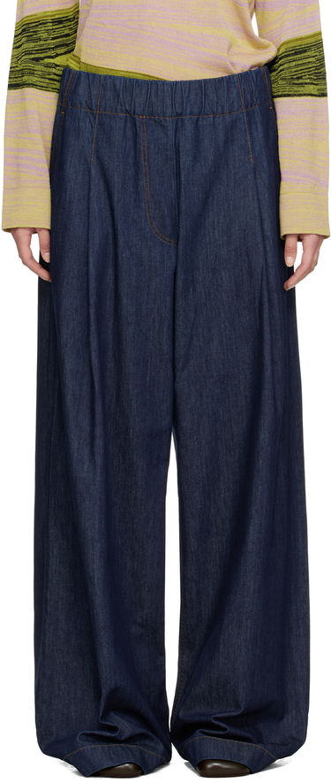 Bukser Dries Van Noten Dries Van Noten Drawstring Wide-Leg Jeans Blå | 251-010936-1553, 0