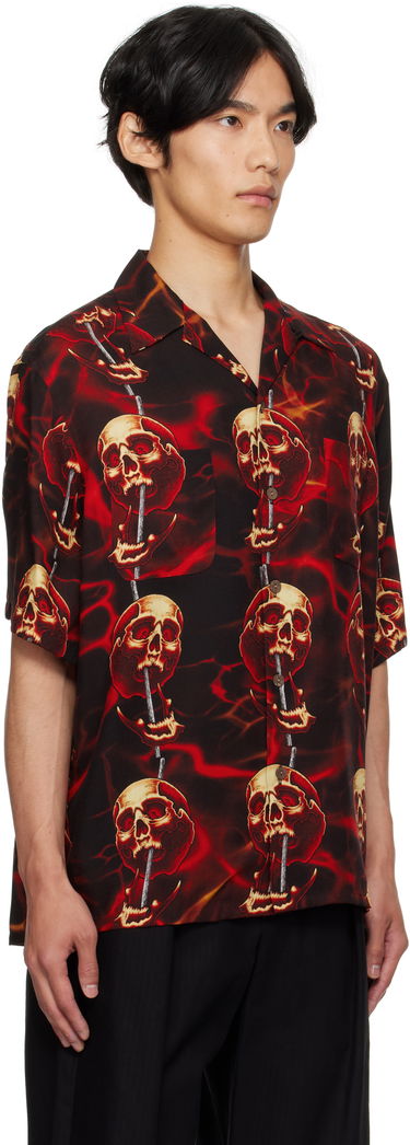 Skjorte WACKO MARIA WACKO MARIA Tattoo Studio Edition Skull Print Shirt Rød | 56TS-WM-HI15, 1