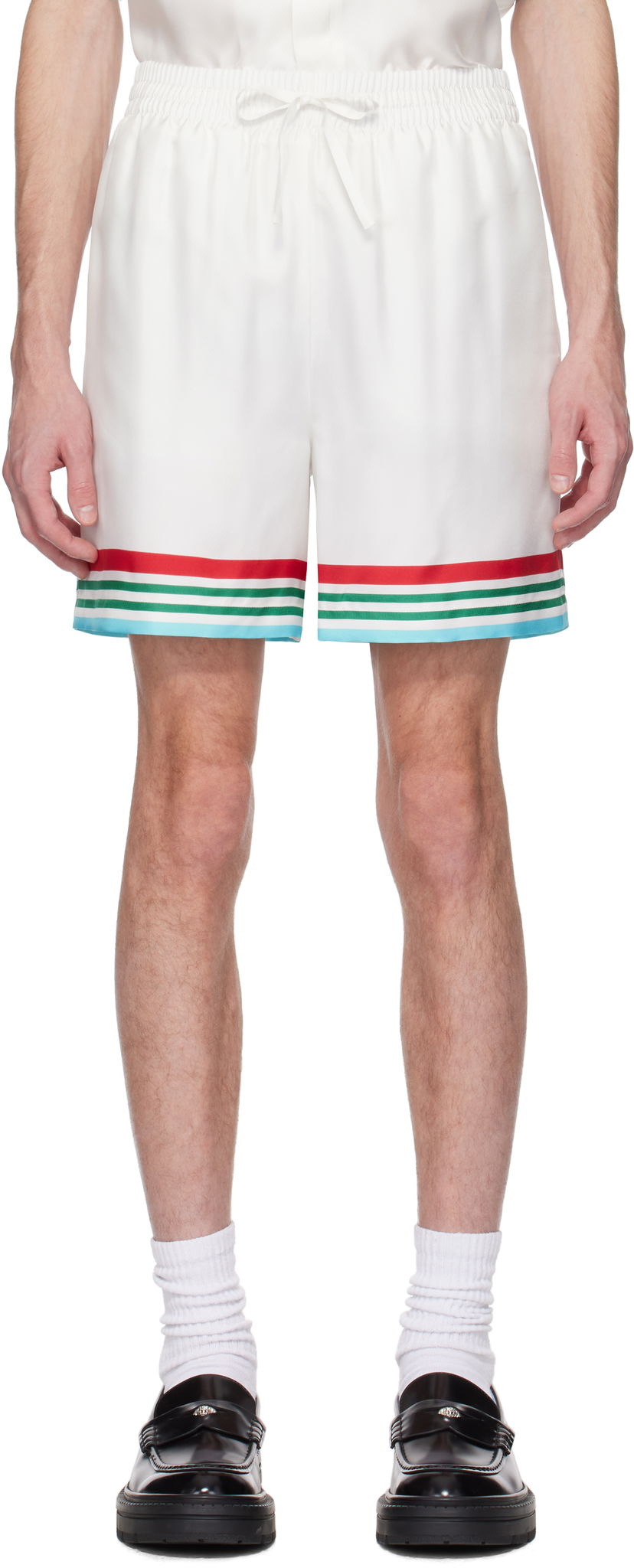 Shorts Casablanca Casablanca 'Casa Way' World Series Silk Shorts Hvid | MS25-TR-012-04