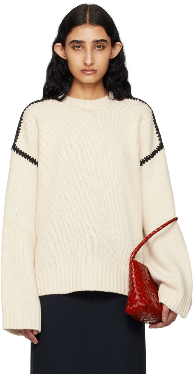 Sweater TOTEME Embroidered Sweater Hvid | 241-WRT1025-YA0004, 0