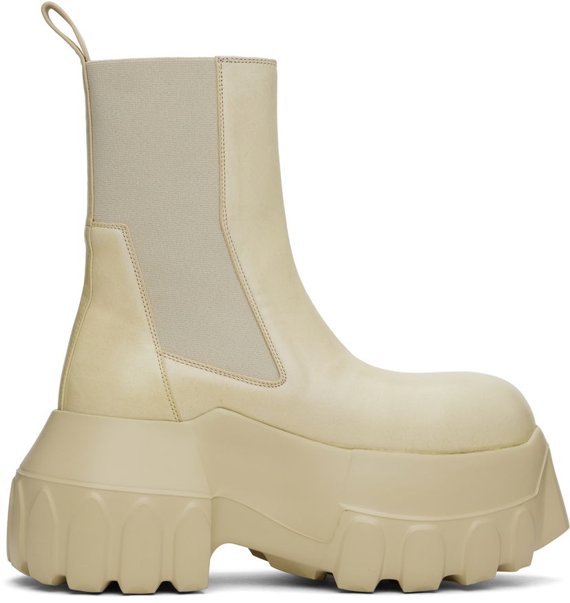Tøj Rick Owens Rick Owens Hollywood Beatle Mega Tractor Boots Beige | RP01E7865 LBH
