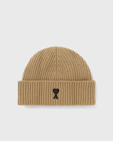 Beanie AMI AMI De Coeur Ribbed Knit Beanie Beige | UBO006.018-288, 2