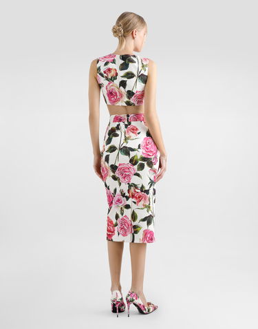Crop top Dolce & Gabbana Dolce & Gabbana Rose Print Jacquard Crop Top Hvid | F7AO5TFSRQJHA5IG, 2
