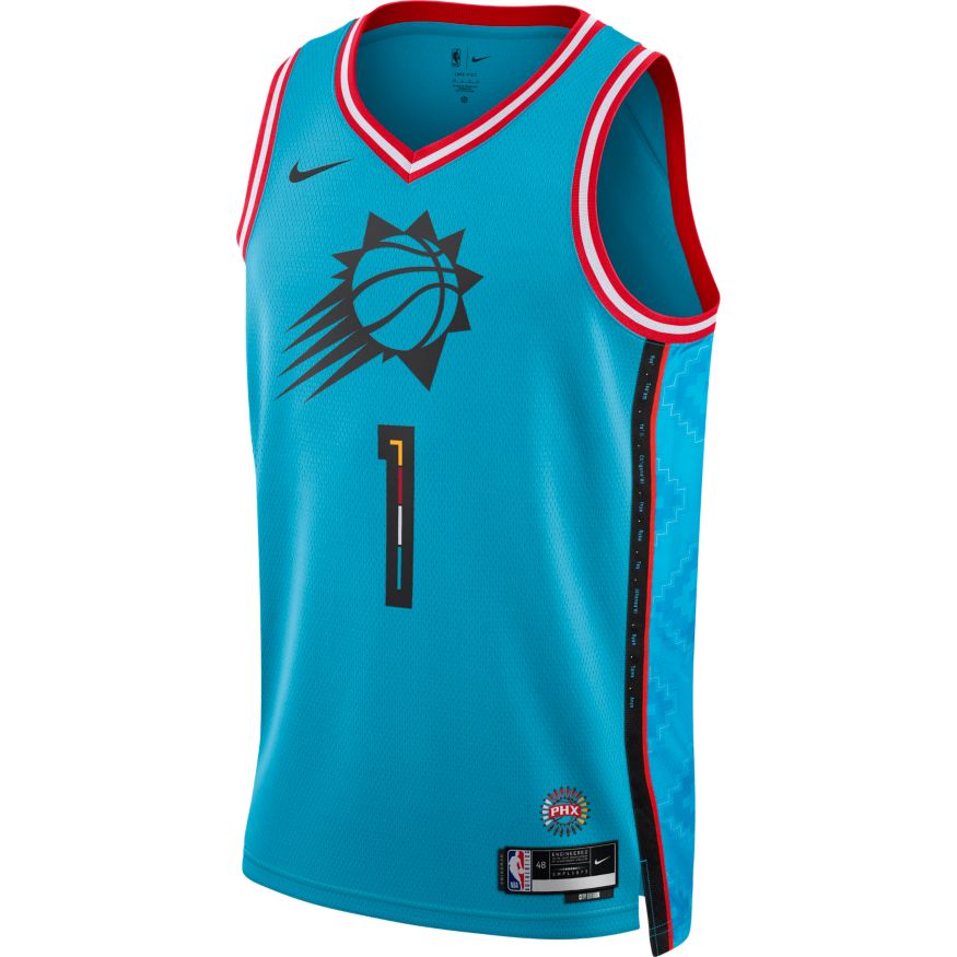 Jersey Nike Dri-FIT NBA Devin Booker Phoenix Suns City Edition 2022 Swingman Jersey Turkis | DO9607-416, 0