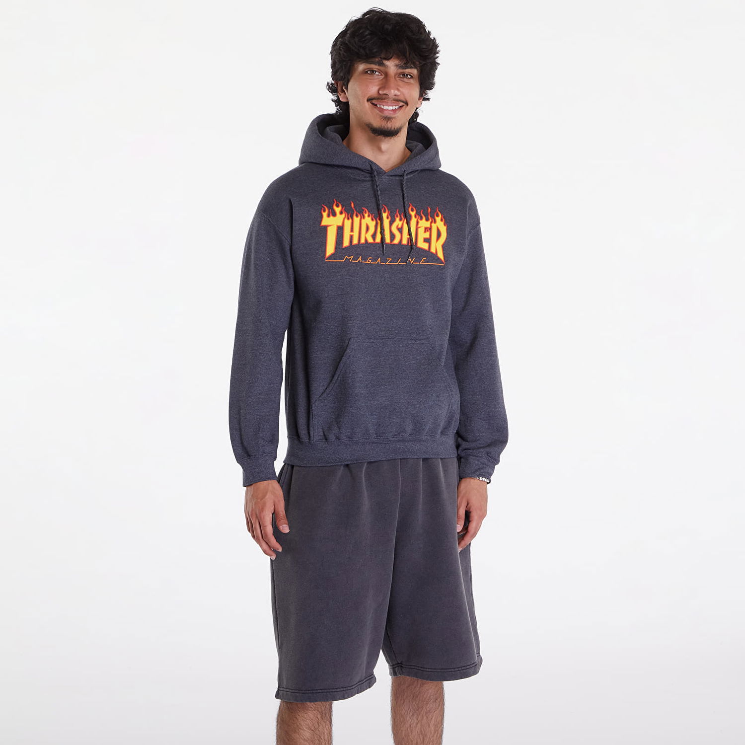 Sweatshirt Thrasher Thrasher Flame Hoodie Grå | 312007 Dark Grey, 0