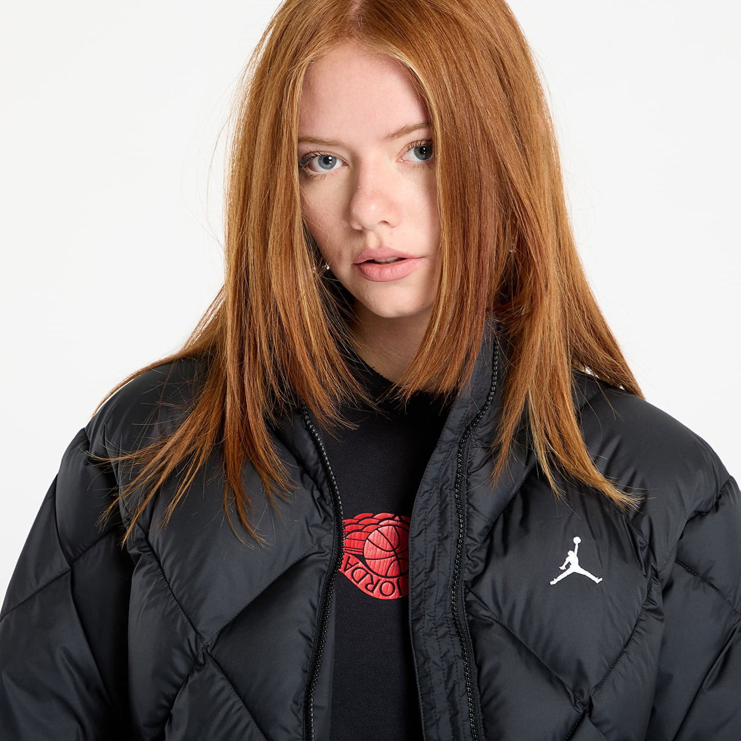 Puffer jakke Jordan Jordan Women's Quilted Puffer Jacket Sort | HV0417-010, 1