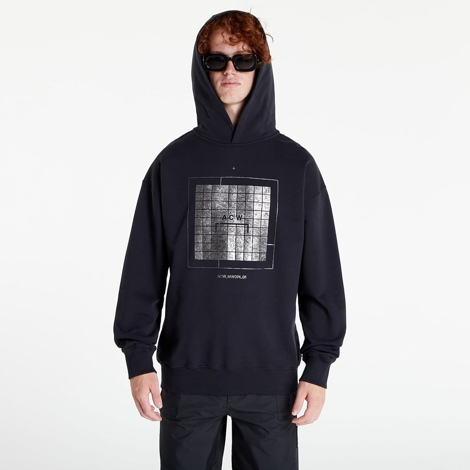 Sweatshirt A-COLD-WALL* Foil Grid Hoodie Sort | ACWMW074 Black, 0