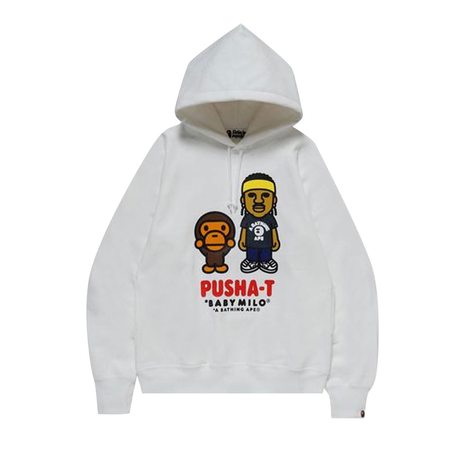 Sweatshirt BAPE x Pusha-T Baby Milo Hoodie Hvid | 2F73 114 918 WHITE, 1