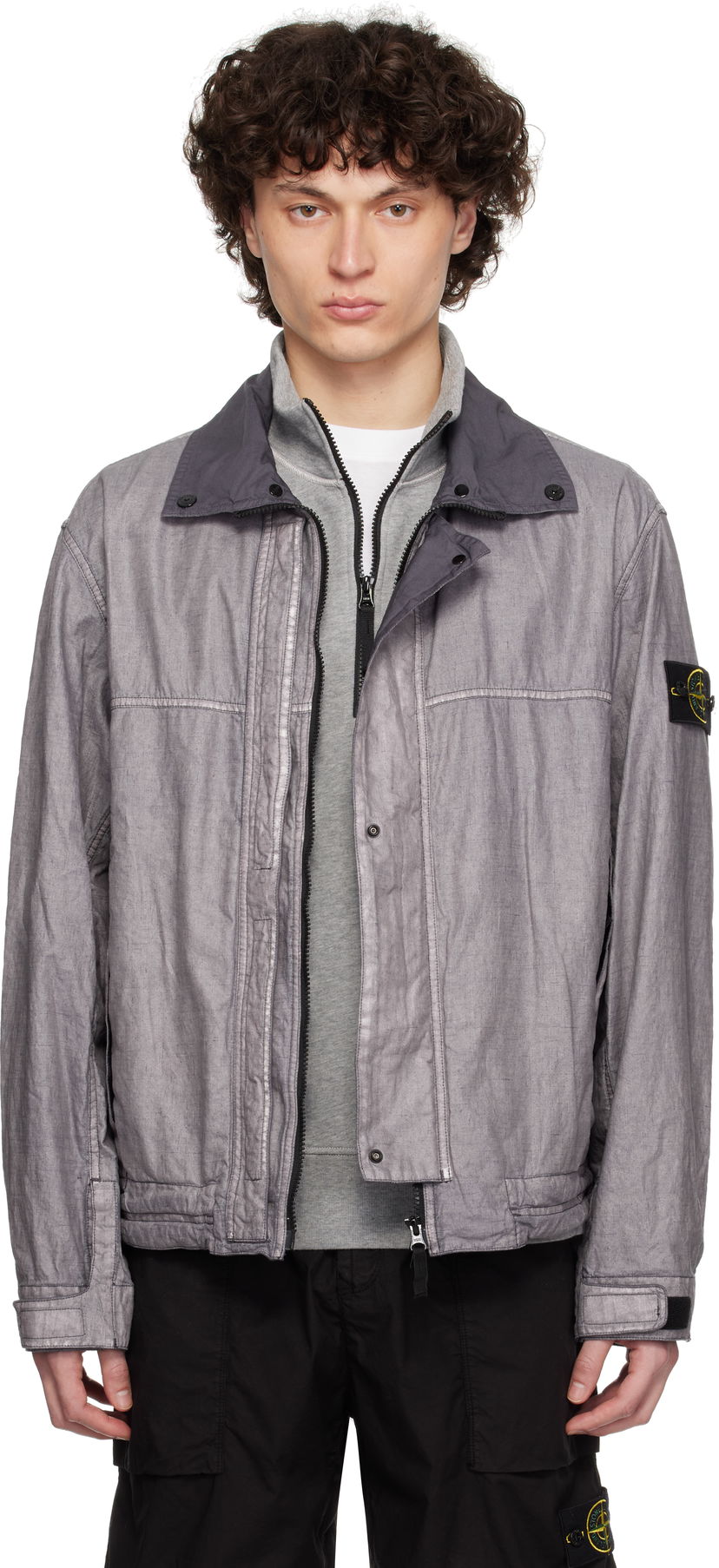Vindjakke Stone Island Stone Island Raw Linen Plated Jacket Grå | K1S15 4100039 S0030
