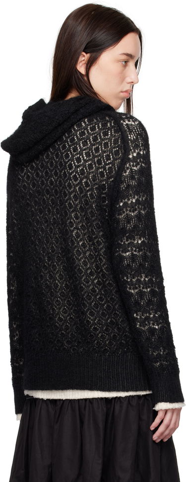 Sweater Comme des Garçons Comme Des Garçons Wool Lace Pattern Intarsia Hoodie Sort | TN-N024-051, 2