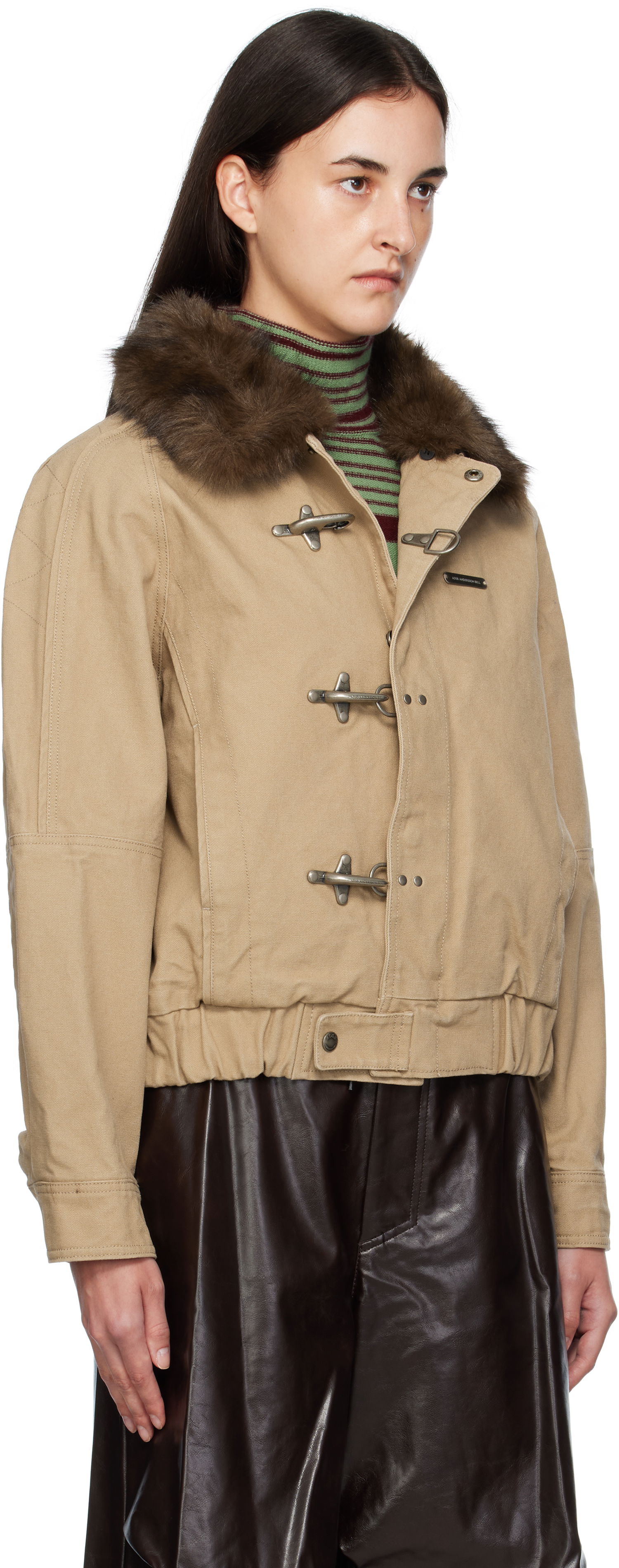 Jakke Andersson Bell Andersson Bell Washed Cotton Jacket with Faux Fur Collar Beige | awa712u, 1
