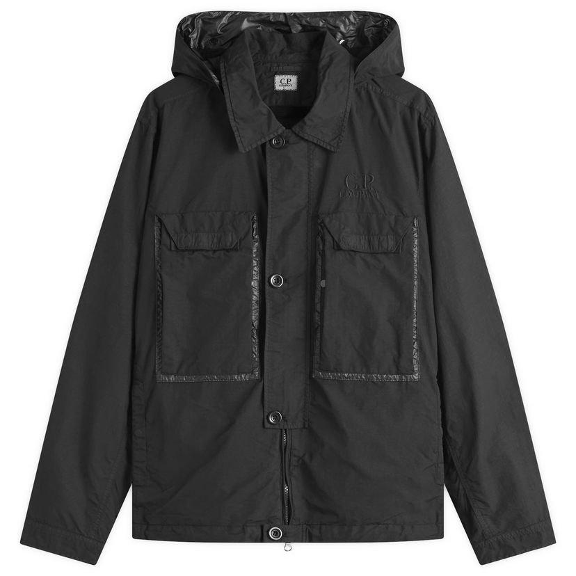 Vindjakke C.P. Company C.P. Company Flatt Nylon Goggle Overshirt, Large Sort | 18CMOS090A-005991G-999