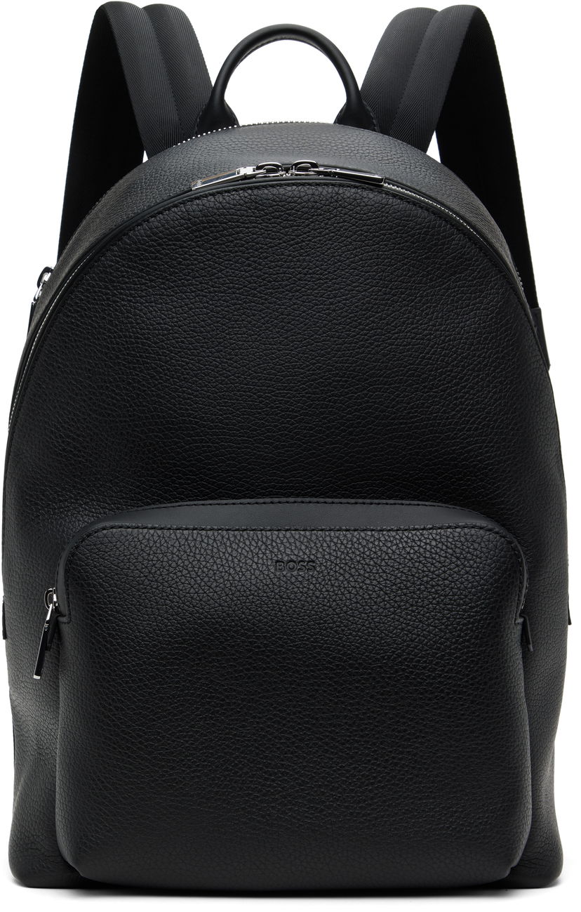 Rygsæk BOSS BOSS Smart Sleeve Grained Leather Backpack Sort | 50536142