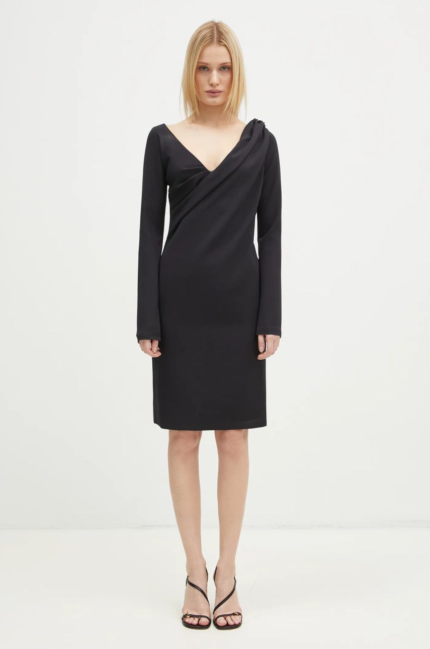 Kjole JW Anderson JW Anderson Shoulder Drape V-Neck Mini Dress Sort | DR0446.PG1573.999, 0