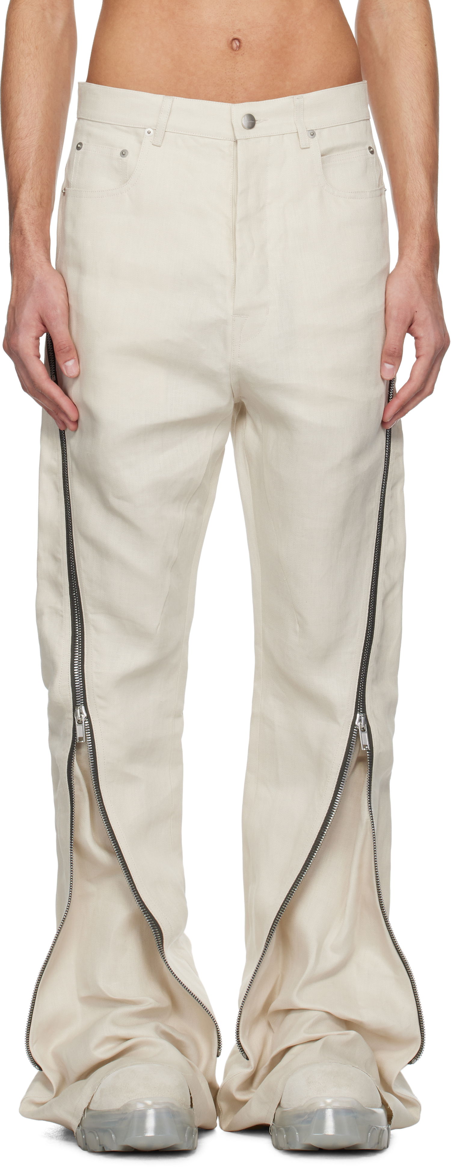 Jeans Rick Owens Rick Owens Hollywood Bolan Banana Jeans Hvid | RU01E5343 TWL, 0