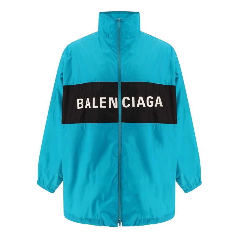 Vindjakke Balenciaga Logo Zip-Up Jacket Blå | 725302TNO194600