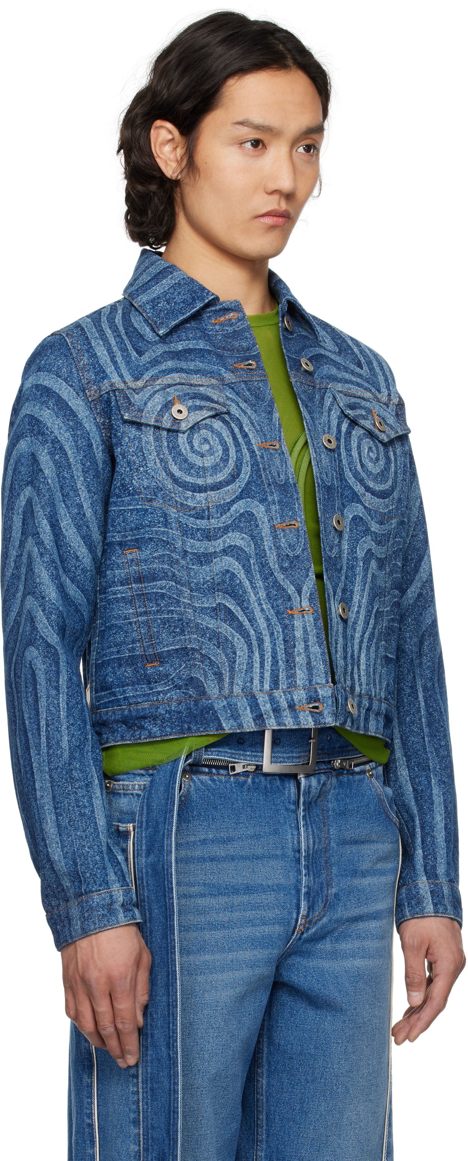 Jakke Jean Paul Gaultier Jean Paul Gaultier Spiral Denim Jacket Blå | 25/34-U-VE114L-D017-5556, 1