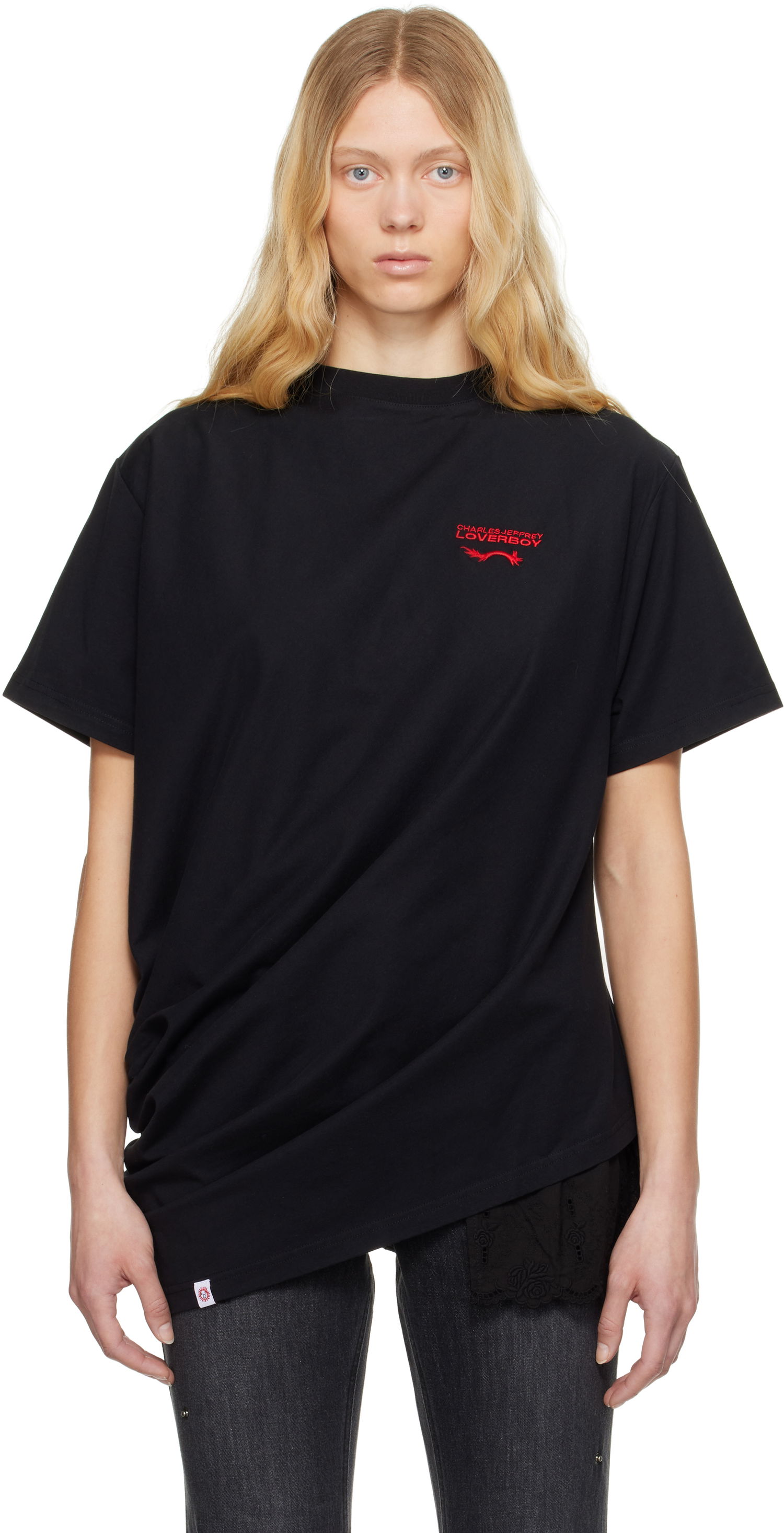 T-shirt Charles Jeffrey Loverboy Charles Jeffrey LOVERBOY Topsy Turvy T-Shirt Sort | 54101301, 0