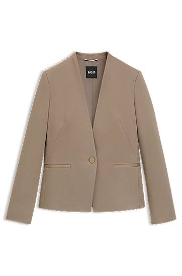 Jakke BOSS Collarless Regular-Fit Blazer Beige | 50541998