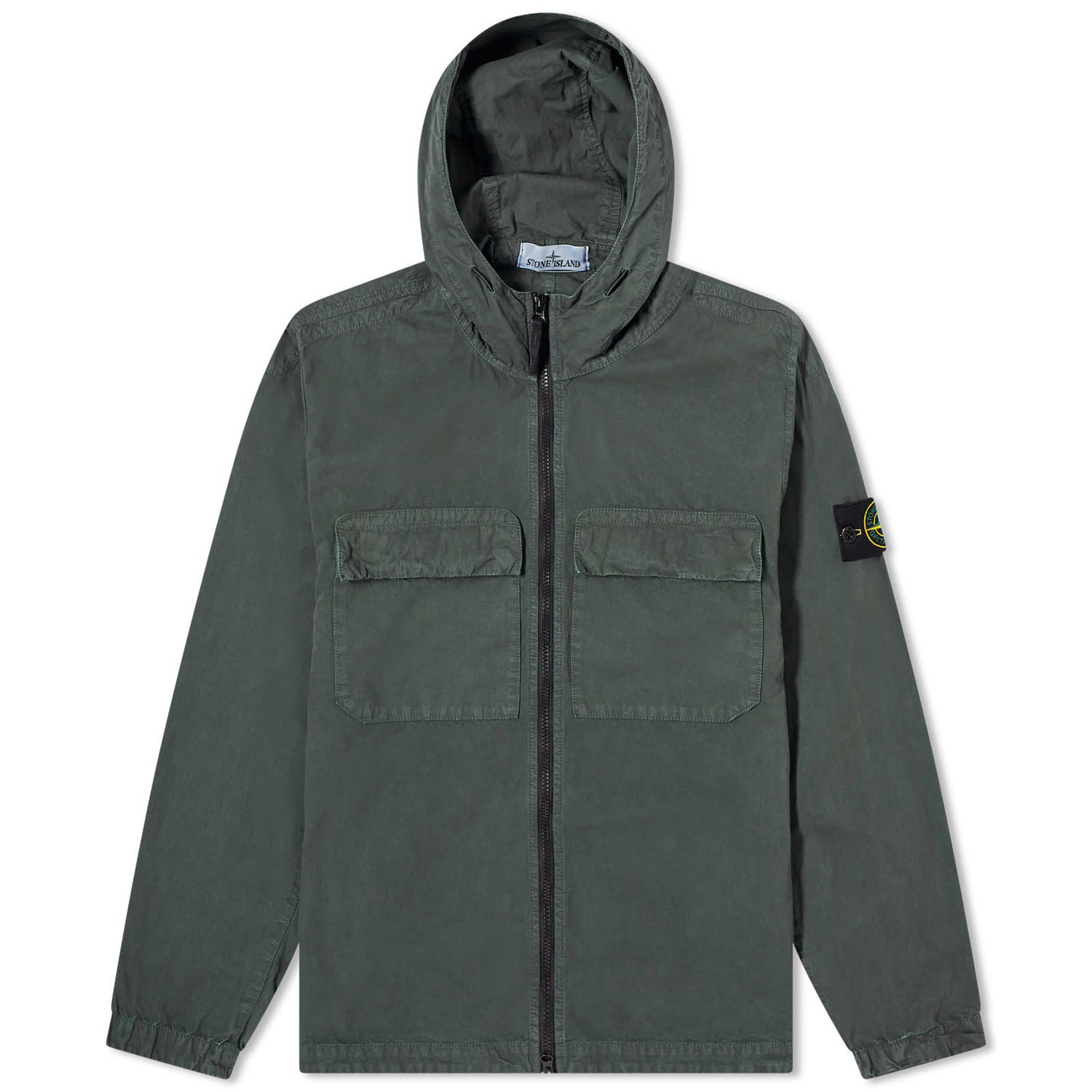 Jakke Stone Island Brushed Cotton Canvas Hooded Overshirt Grøn | 8015106WN-V0159, 0