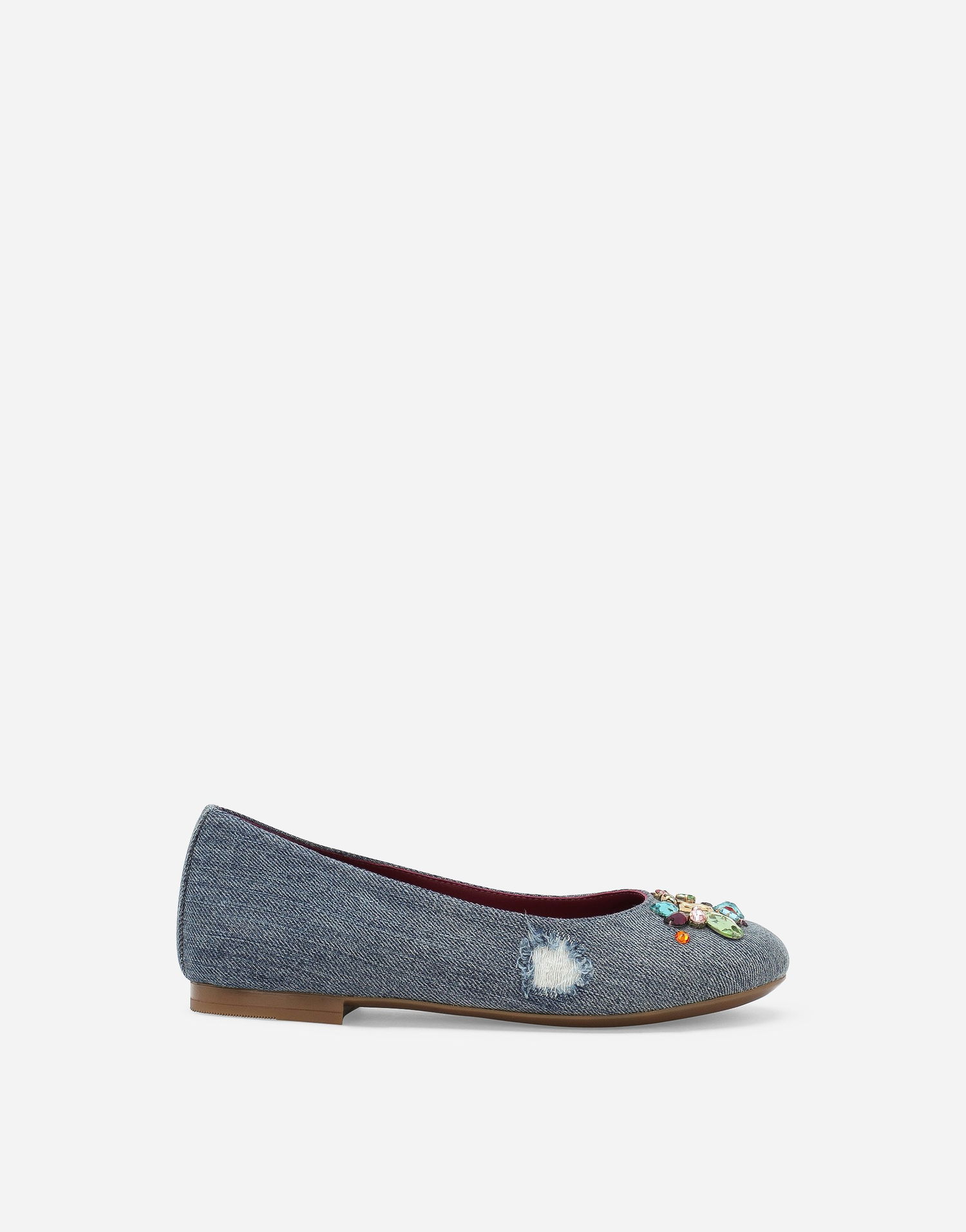 Sneakers og sko Dolce & Gabbana Dolce & Gabbana Patchwork Denim Embellished Ballet Flats (24-38) Blå | D10510AR1428C609, 0