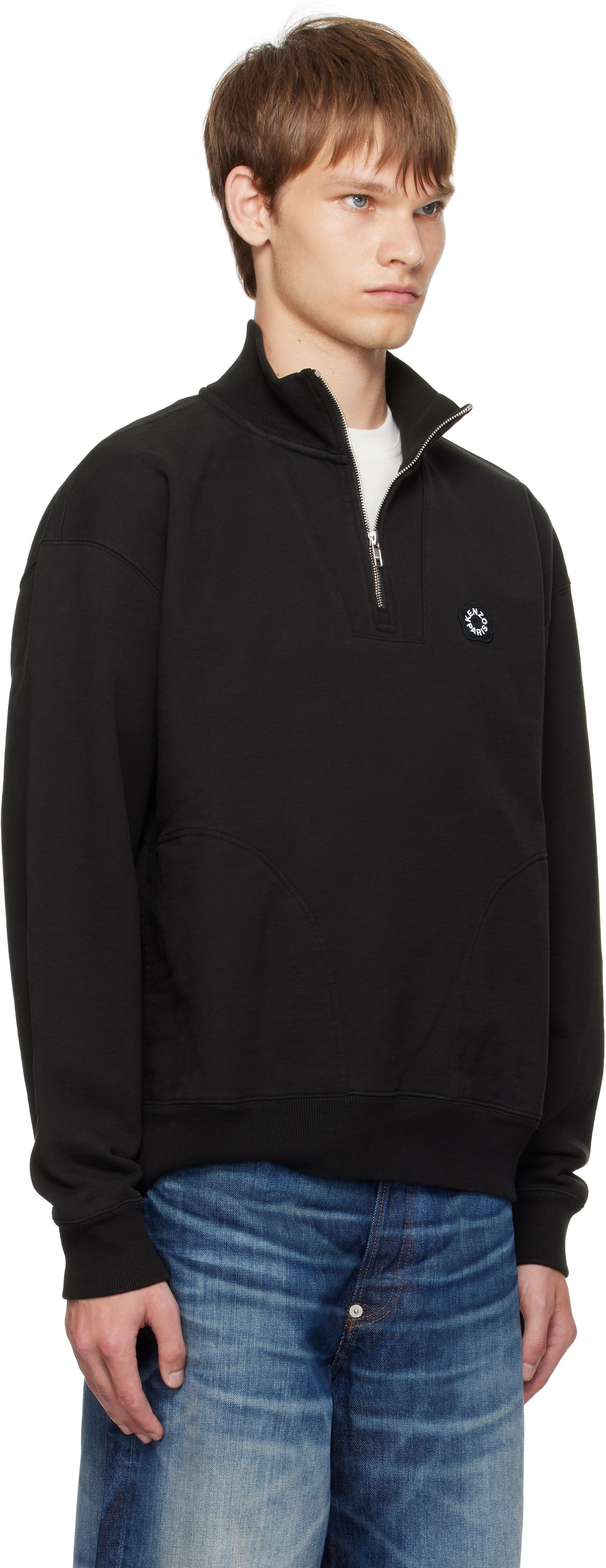 Sweatshirt KENZO Kenzo Paris 'Boke Flower 2.0' Embroidered Quarter-Zip Sweatshirt Sort | FF55SW2414MC, 1
