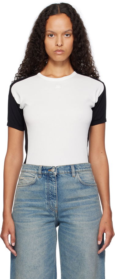 Krop Courrèges Contrast Frame T-Shirt Hvid | 324JTS147JS0070, 0