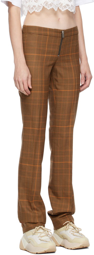 Bukser Stella McCartney Exposed Zip-Fly Glen Plaid Trousers Brun | 6401343CQ750, 1