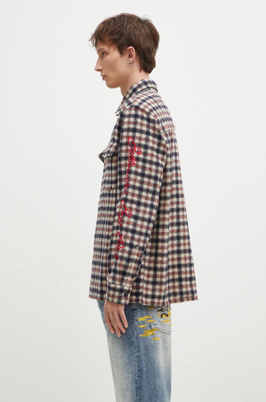 Skjorte BILLIONAIRE BOYS CLUB Men's Regular Fit Embroidered Checked Shirt Blå | B24429, 1