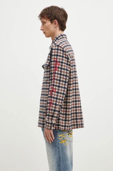 Skjorte BILLIONAIRE BOYS CLUB Men's Regular Fit Embroidered Checked Shirt Blå | B24429, 1