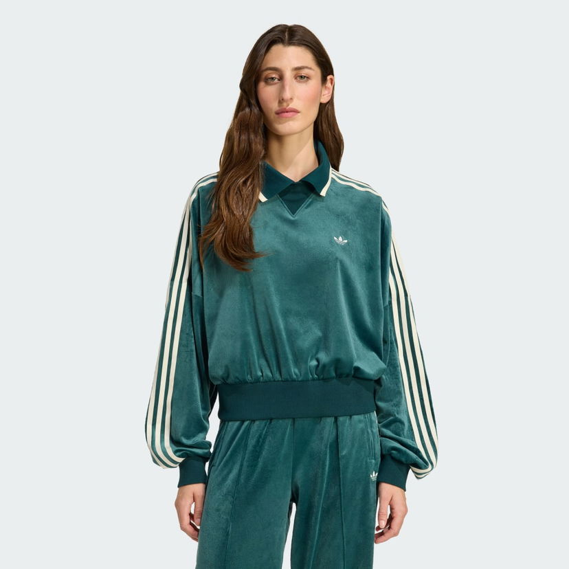 Sweatshirt adidas Originals adidas Originals X Liberty London Velour Polo Sweatshirt Grøn | JW5274