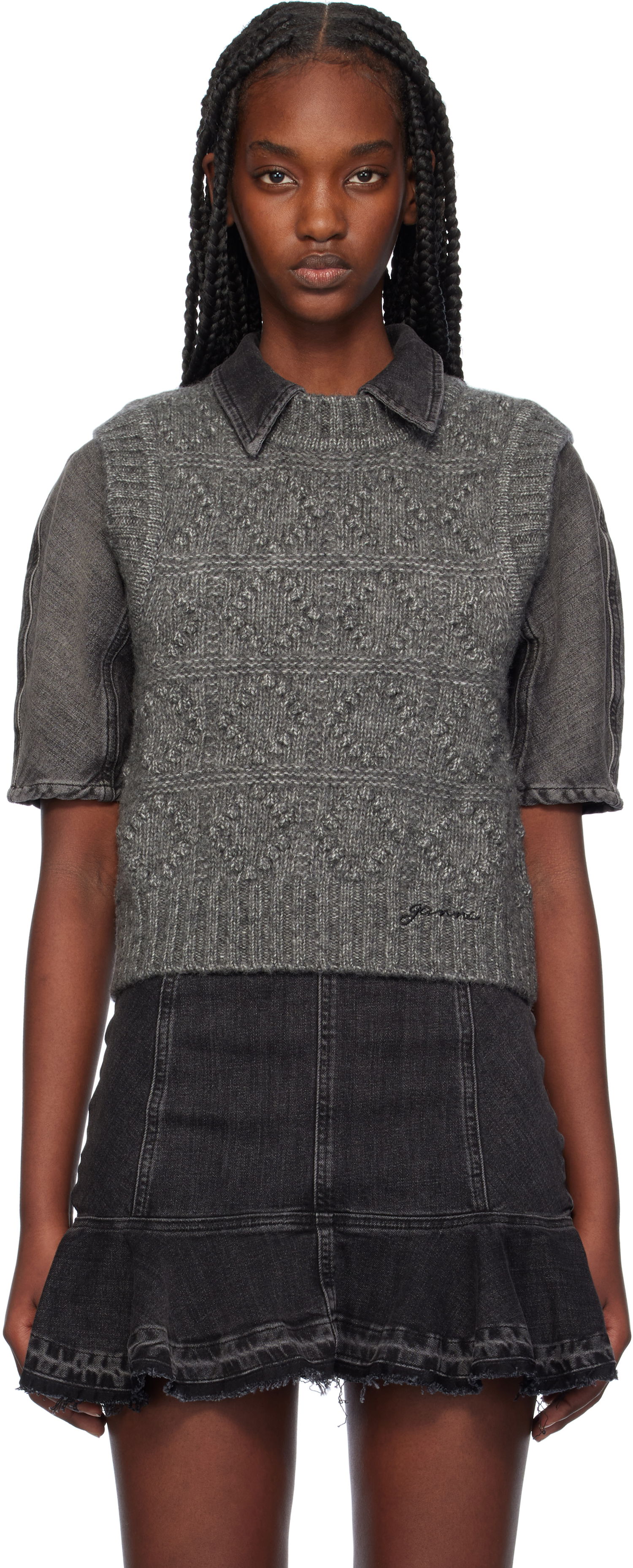 Sweater GANNI Knit Vest Grå | K2339, 0