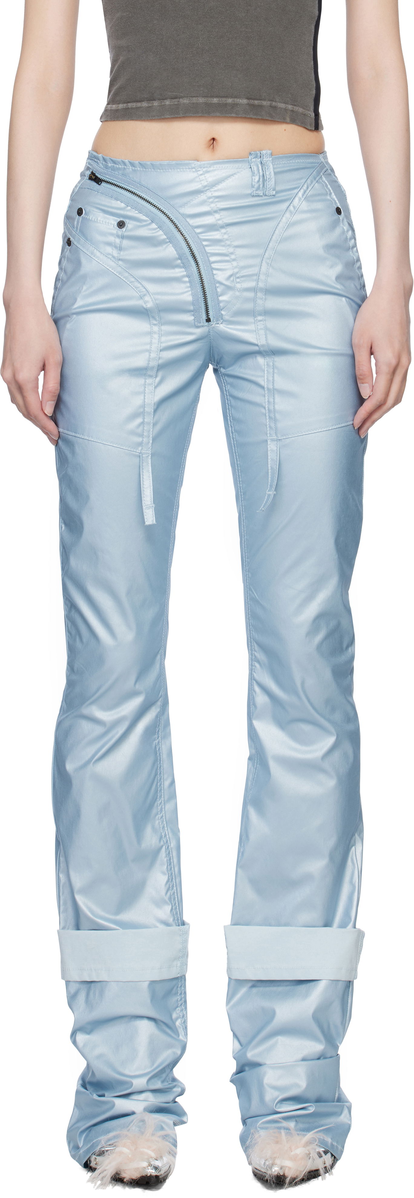 Bukser Ottolinger Ottolinger Coated Open Back Trousers Blå | 2217080203, 0