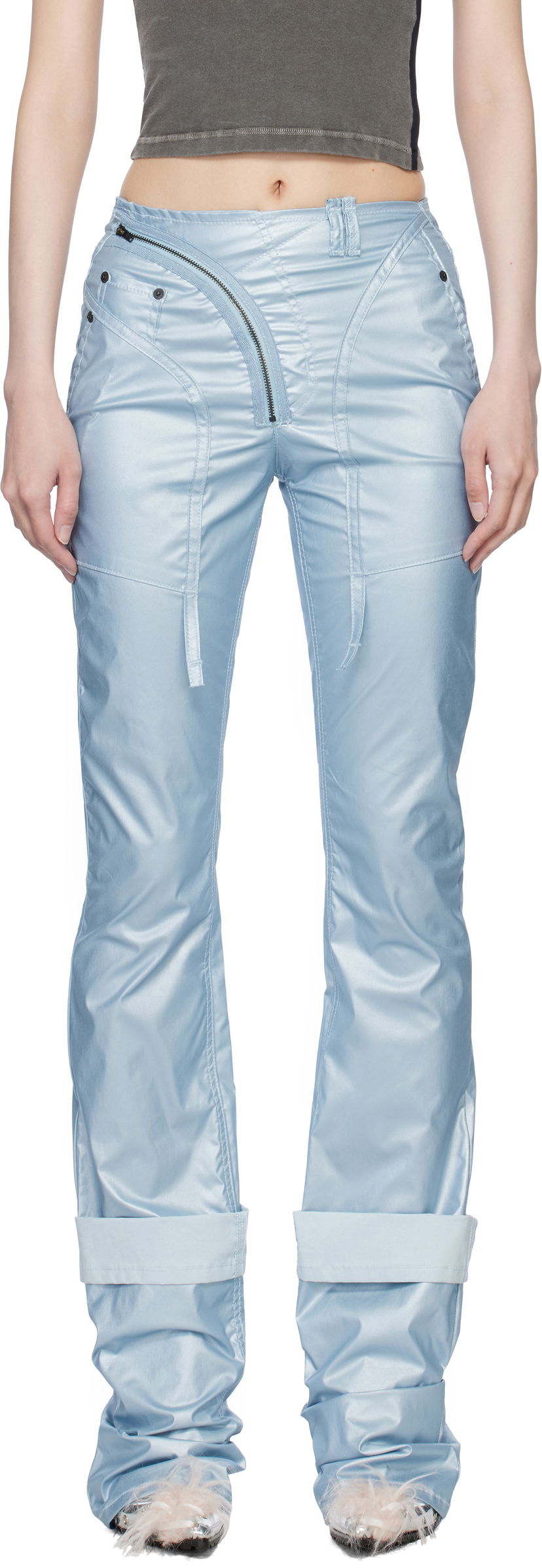 Bukser Ottolinger Ottolinger Coated Open Back Trousers Blå | 2217080203