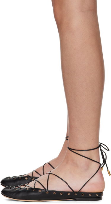 Sneakers og sko CHLOÉ Chloé 'Chloé' Ghillies Ballerina Flats Sort | CHC25U10BRI, 2