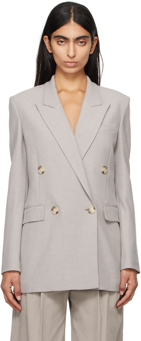 Jakke BOSS Regular-Fit Double-Breasted Blazer Grå | 50528696
