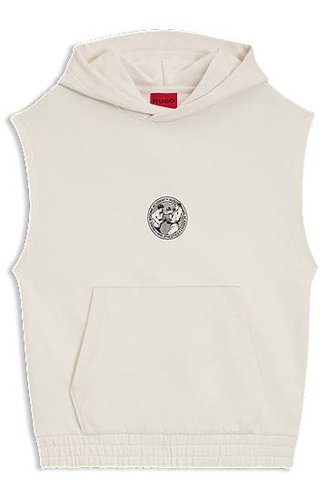 Sweatshirt BOSS Sleeveless Hoodie with Boxing Graphic Hvid | 50542433
