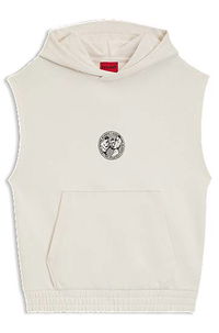 Sleeveless Hoodie with Boxing Graphic