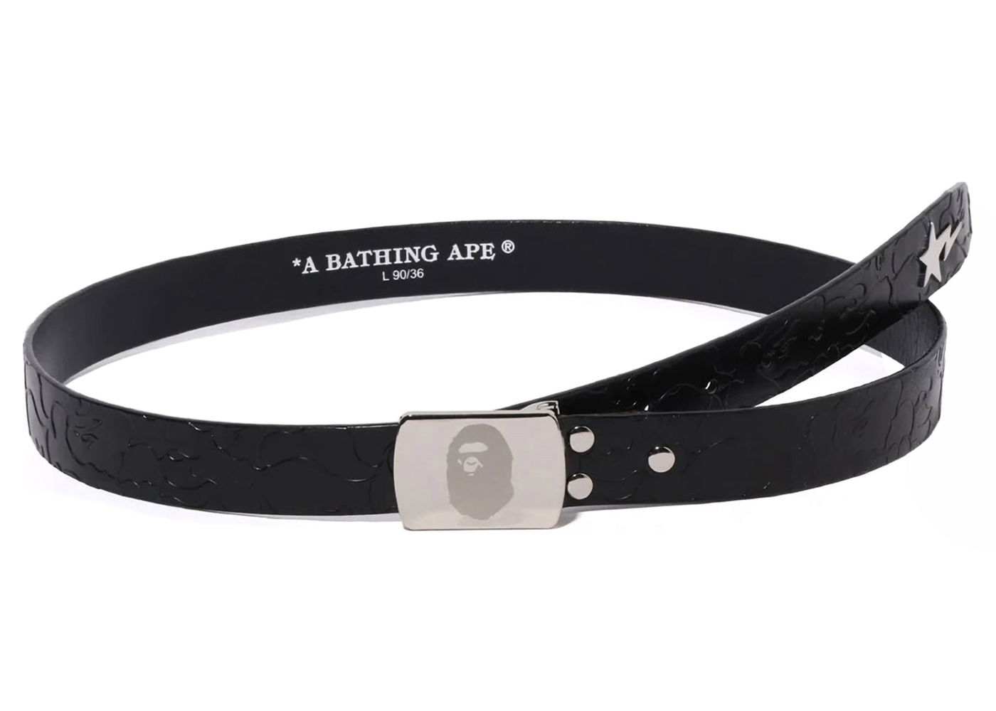 Bælter BAPE BAPE Neon Camo Narrow Leather Belt Black Sort | 1K30-188-003, 0