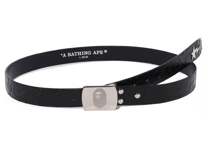 Bælter BAPE BAPE Neon Camo Narrow Leather Belt Black Sort | 1K30-188-003