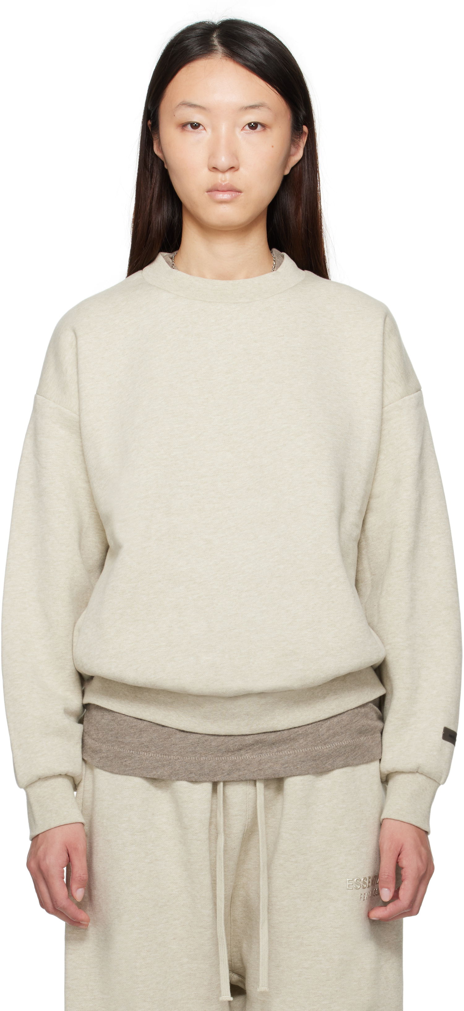 Sweatshirt Fear of God Fear of God ESSENTIALS Classic Fit Crewneck Sweatshirt Beige | 192SP255552FW, 0