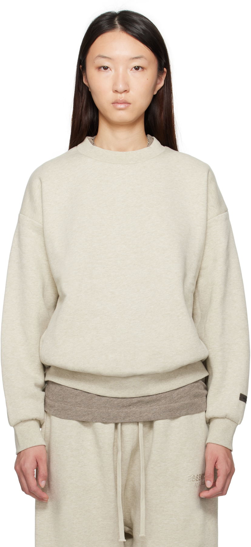 Sweatshirt Fear of God Fear of God ESSENTIALS Classic Fit Crewneck Sweatshirt Beige | 192SP255552FW