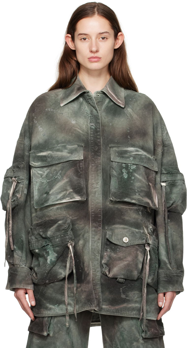 Skjorte The Attico Attico Fern Denim Jacket Grøn | 241WCB48 D022