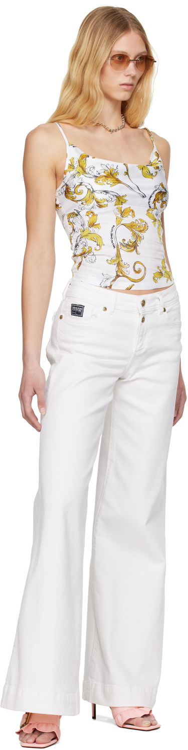 Tanktop Versace Versace Jeans Couture Outline Barocco Cowl Neck Camisole Hvid | E78HAM236_ENS639, 3