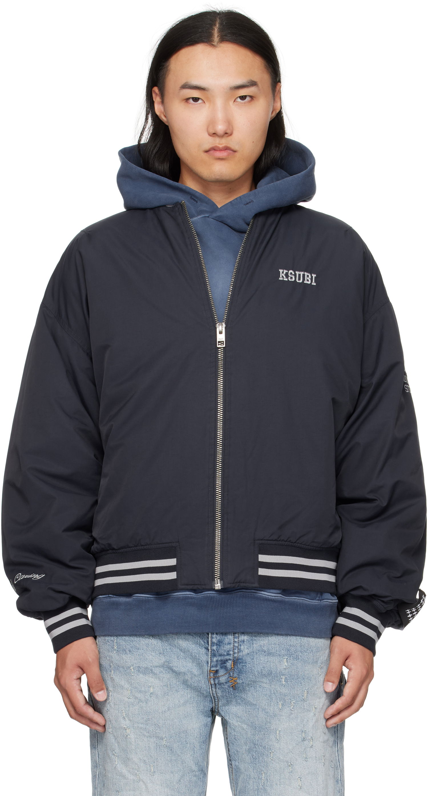 Bomberjakke Ksubi Ksubi MA-1 Bomber Jacket Mørkeblå | MFA25JK012, 0